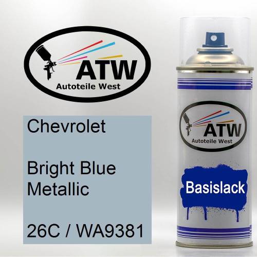 Chevrolet, Bright Blue Metallic, 26C / WA9381: 400ml Sprühdose, von ATW Autoteile West.